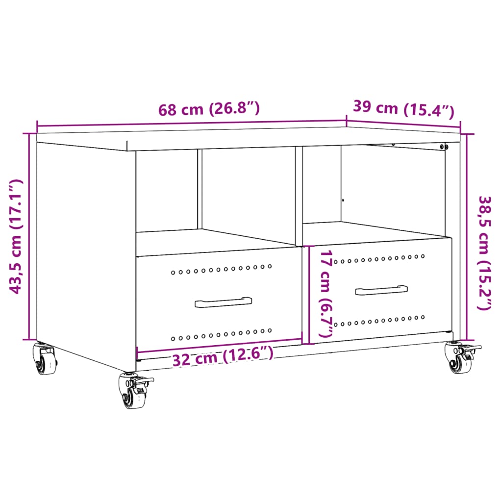 vidaXL Meuble TV anthracite 68x39x43,5 cm acier