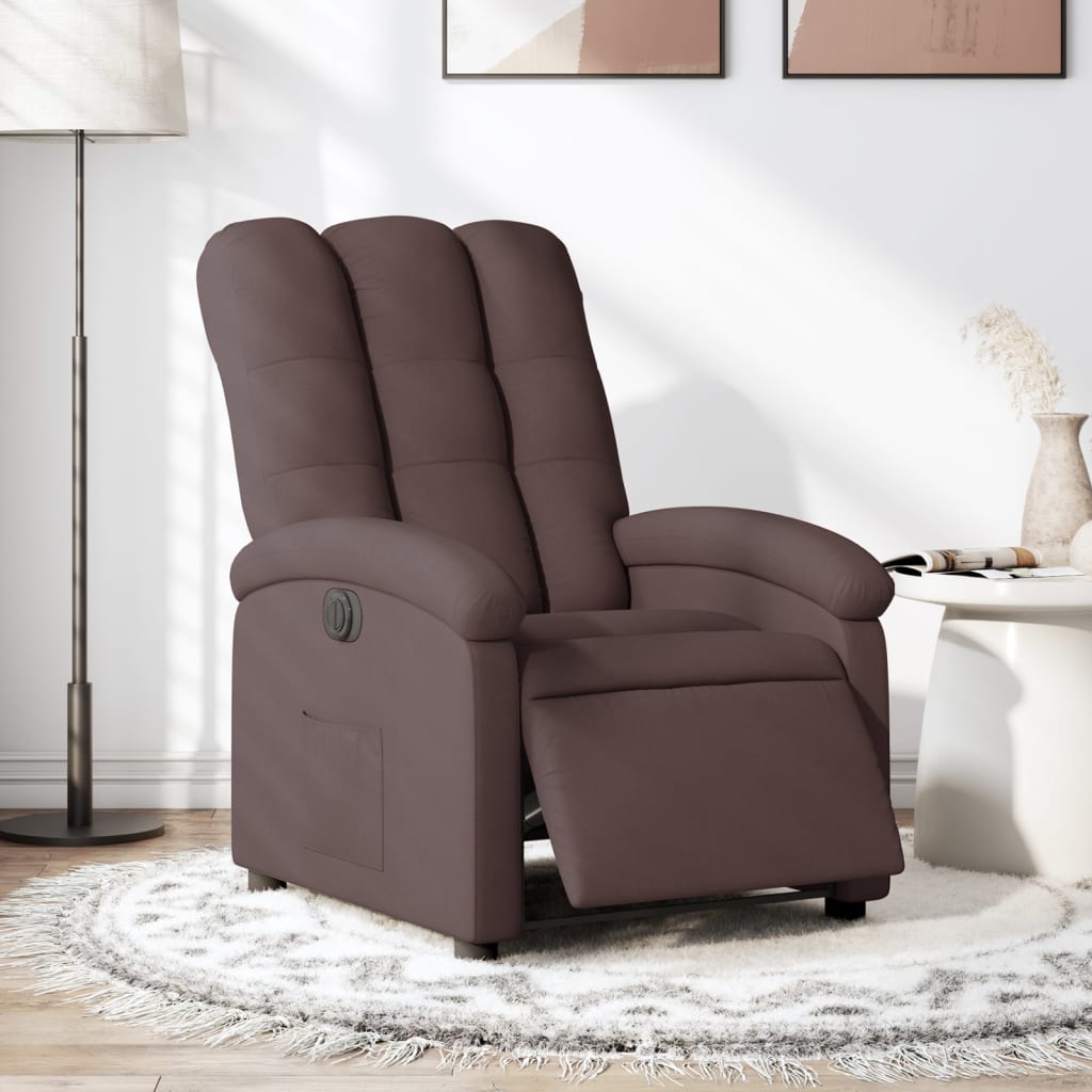 vidaXL Fauteuil inclinable électrique Marron foncé Tissu