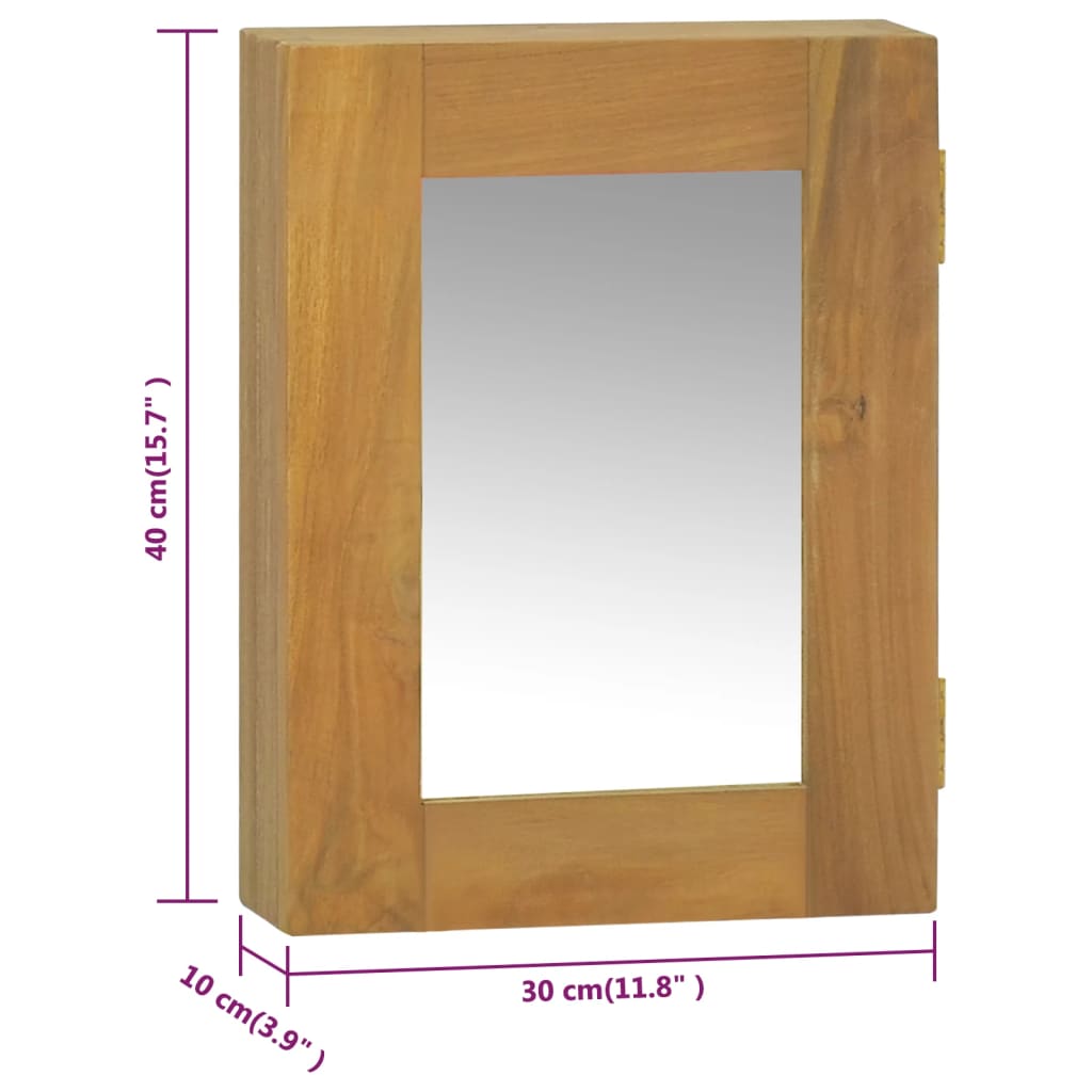 vidaXL Armoire à miroir 30x10x40 cm Bois de teck solide