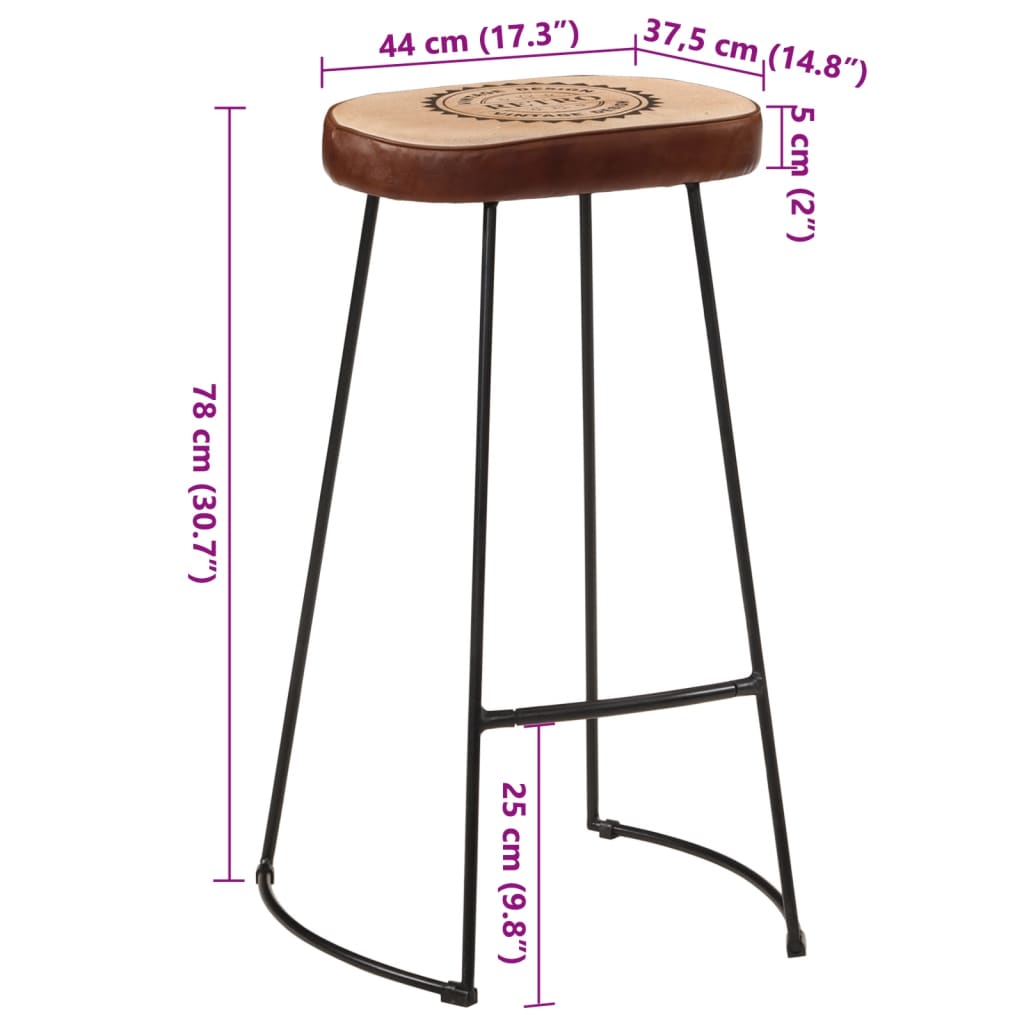 vidaXL Tabourets de bar lot de 2 marron foncé 44x37,5x78 cm