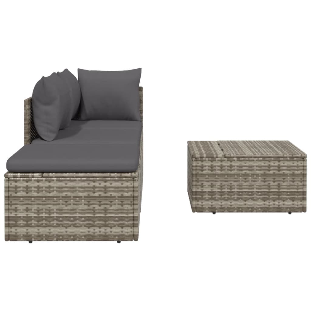 vidaXL Salon de jardin 4 pcs avec coussins Gris Résine tressée