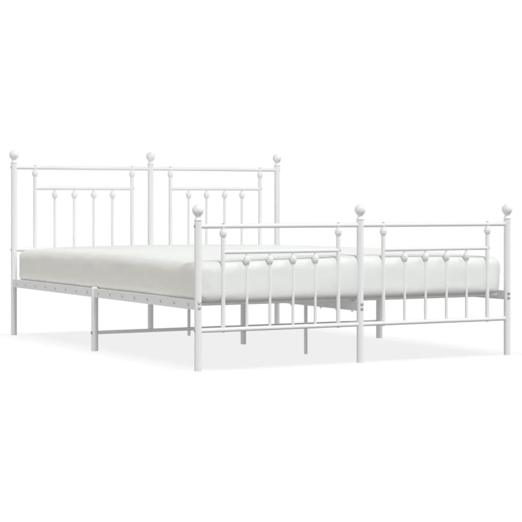 vidaXL Cadre de lit métal sans matelas et pied de lit blanc 180x200 cm