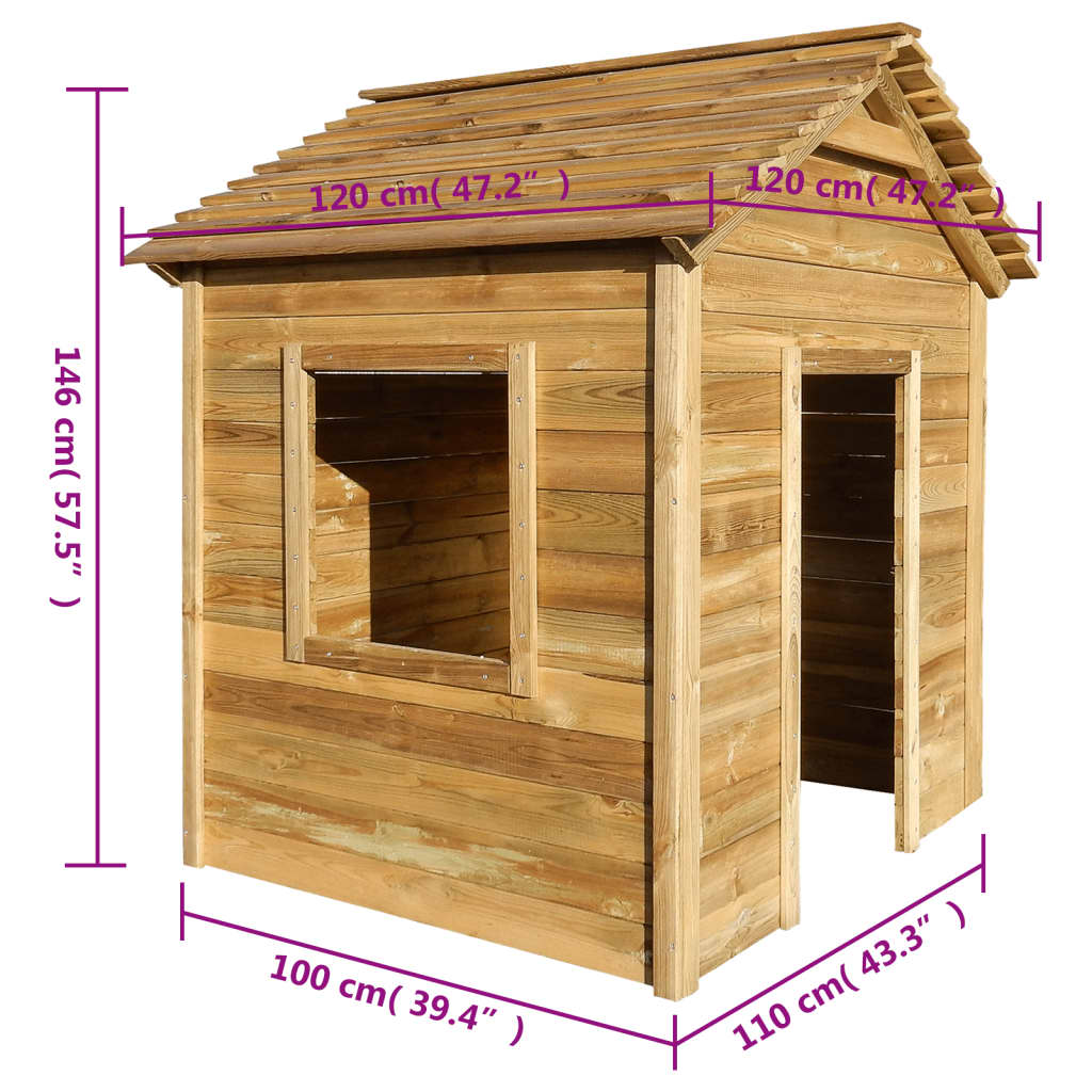 vidaXL Maisonnette d'extérieur 120x120x146 cm Bois de pin