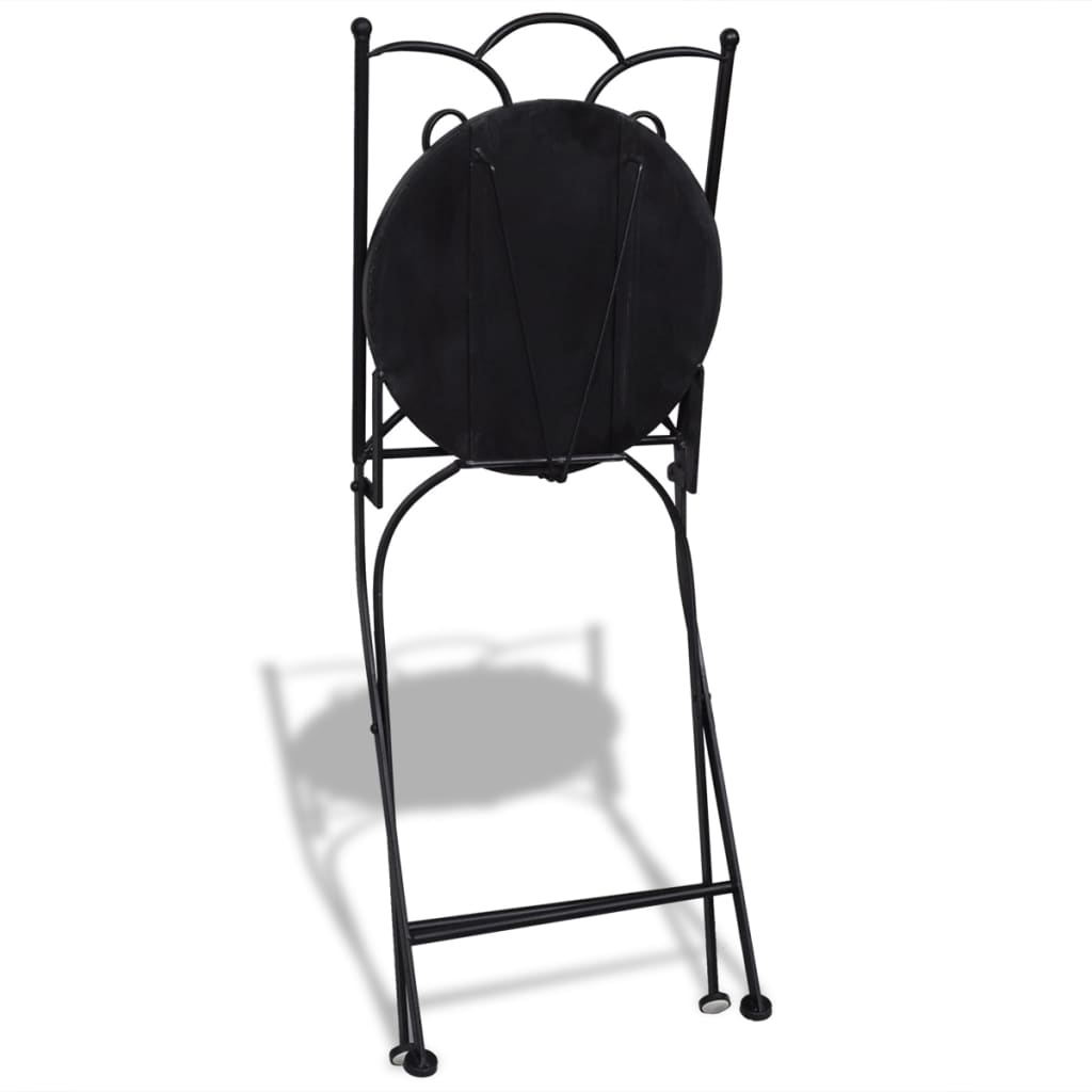 vidaXL Chaises pliables de bistro lot de 2 Céramique Noir et blanc