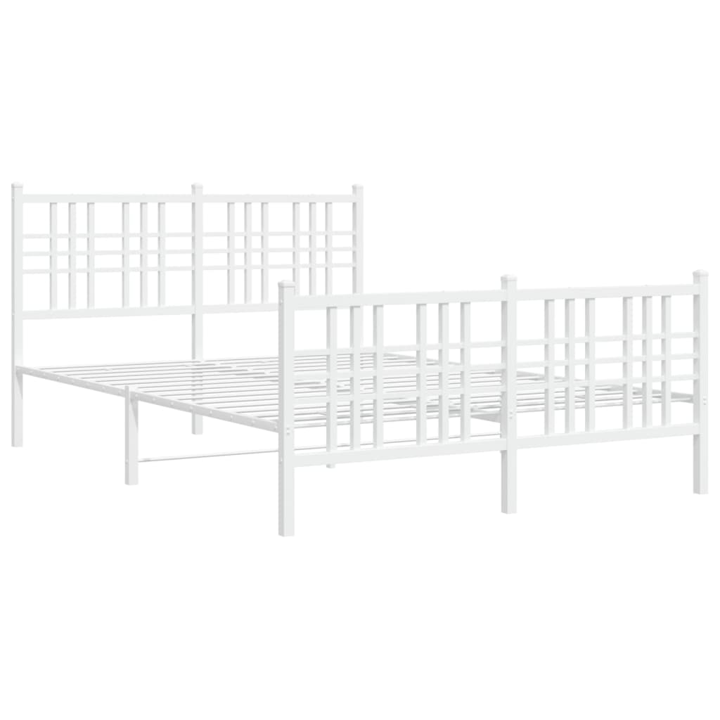 vidaXL Cadre de lit métal sans matelas et pied de lit blanc 140x190 cm