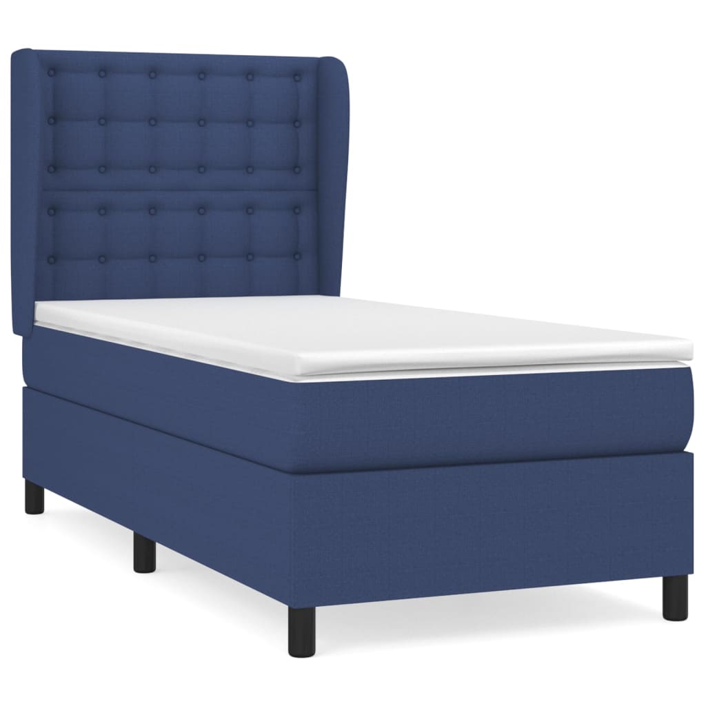 vidaXL Sommier à lattes de lit avec matelas Bleu 90x200 cm Tissu