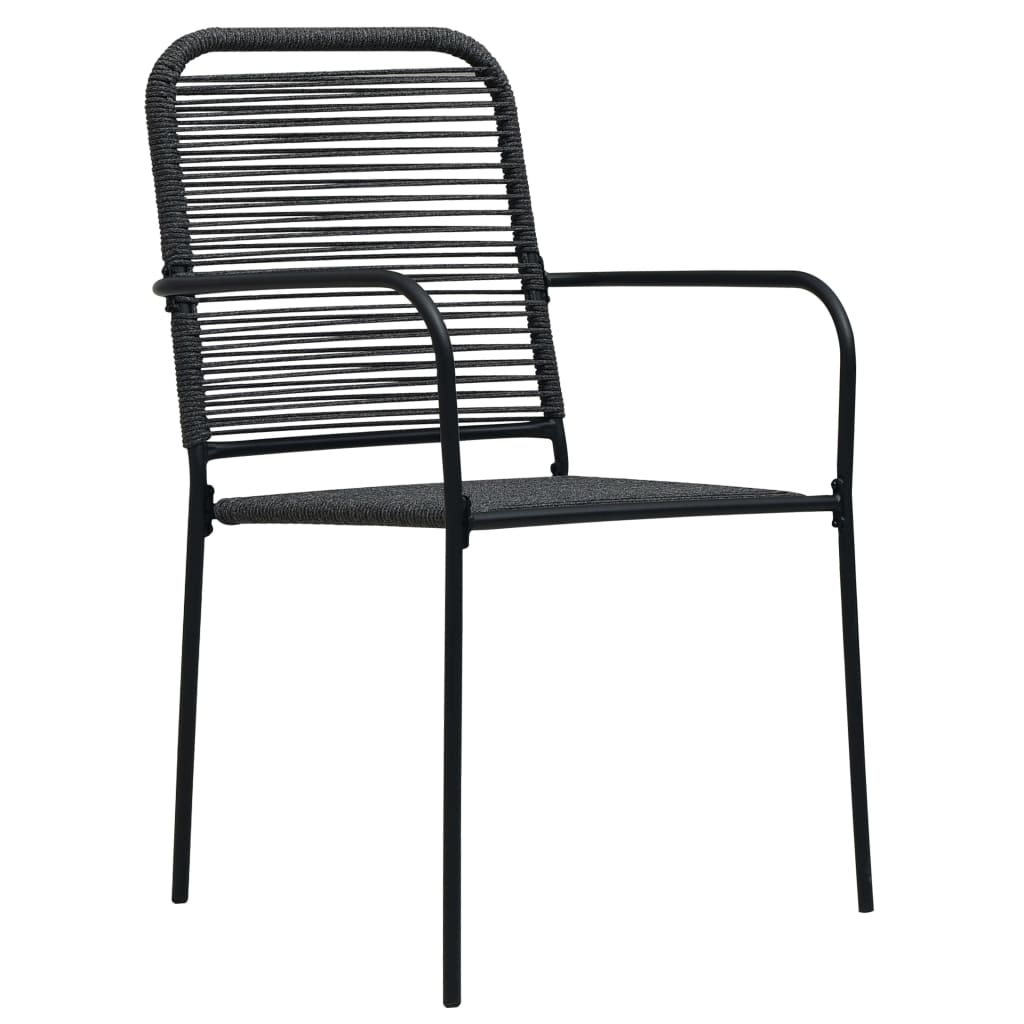 vidaXL Chaises de jardin lot de 4 Corde en coton et acier Noir