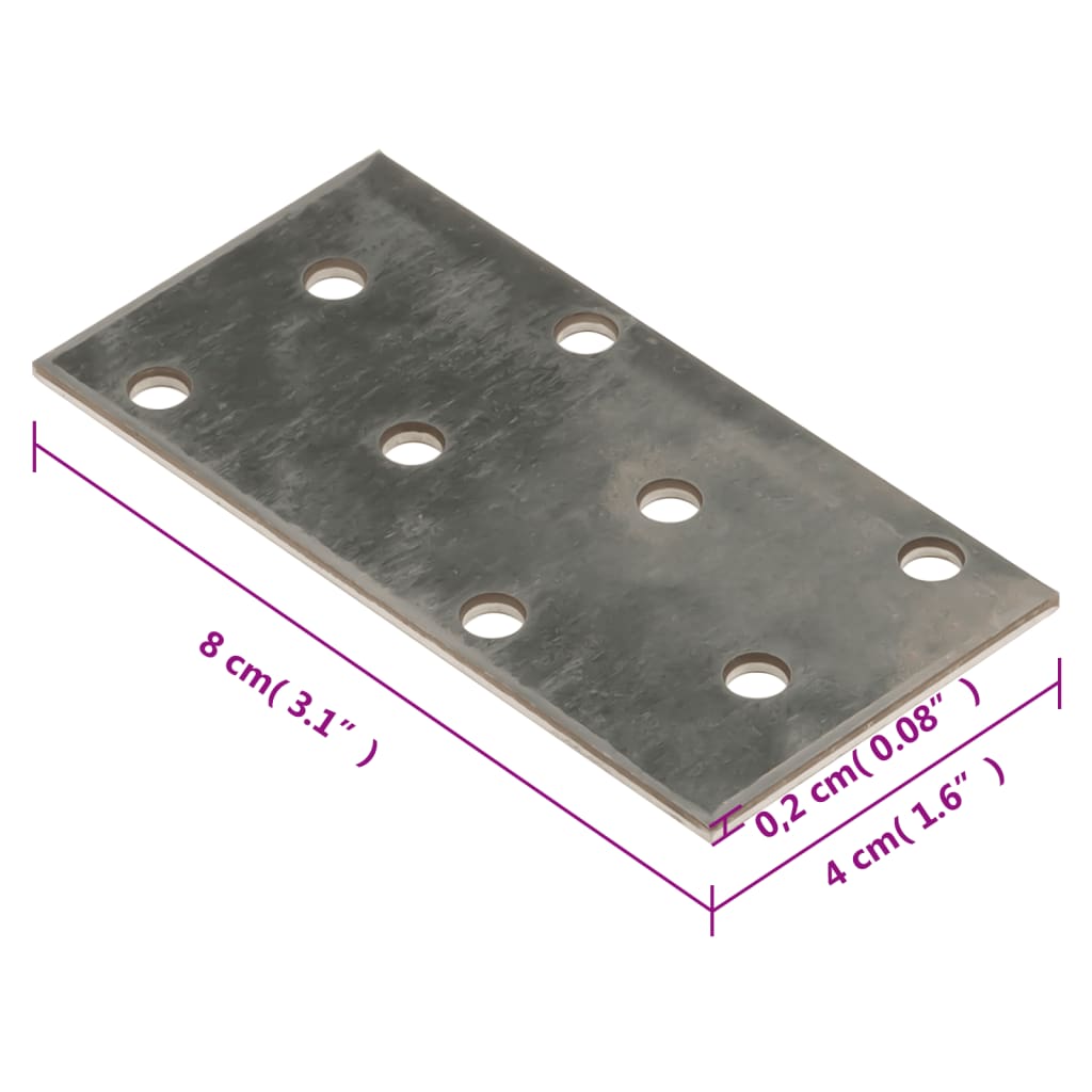 vidaXL Plaques perforées 60 pcs 2 mm 80x40 mm acier galvanisé