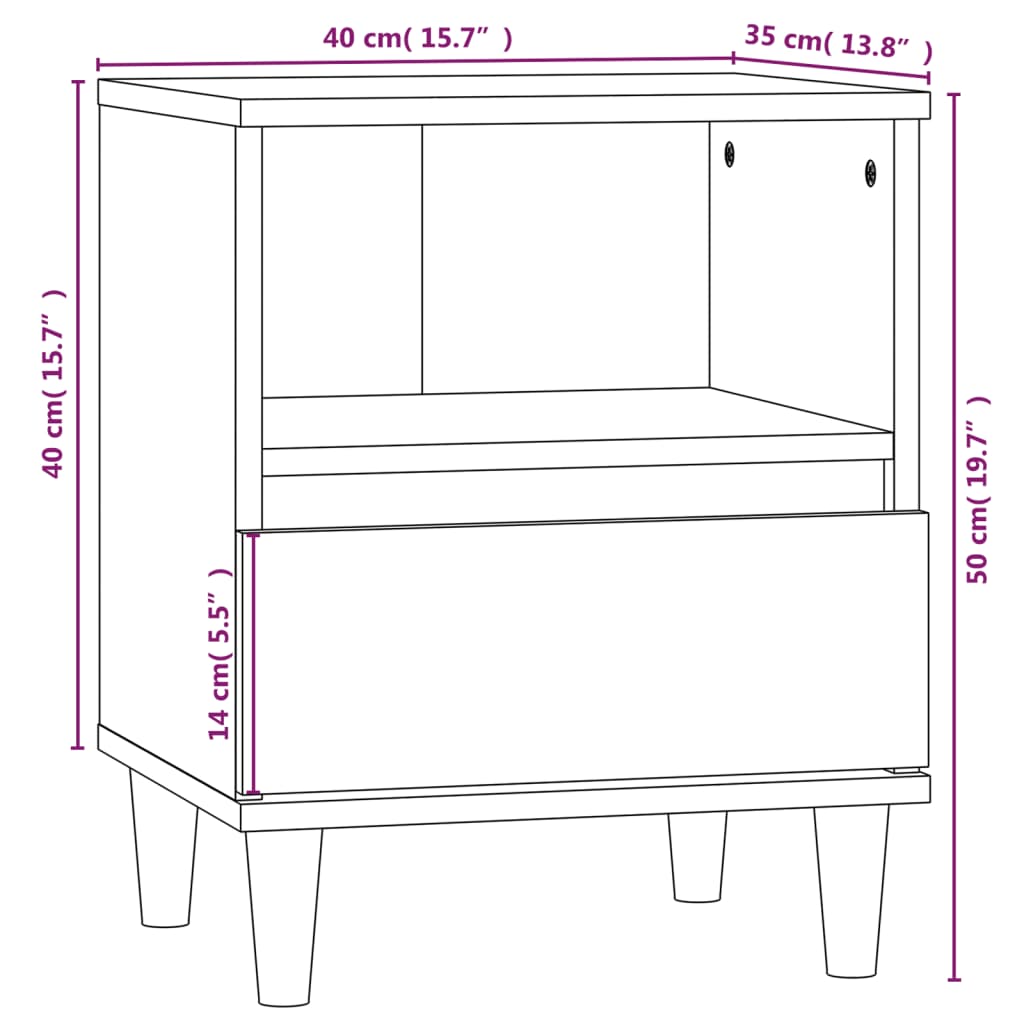 vidaXL Table de chevet Gris béton 40x35x50 cm