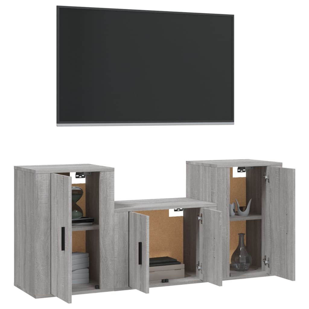 vidaXL Ensemble de meubles TV 3 pcs Sonoma gris Bois d'ingénierie