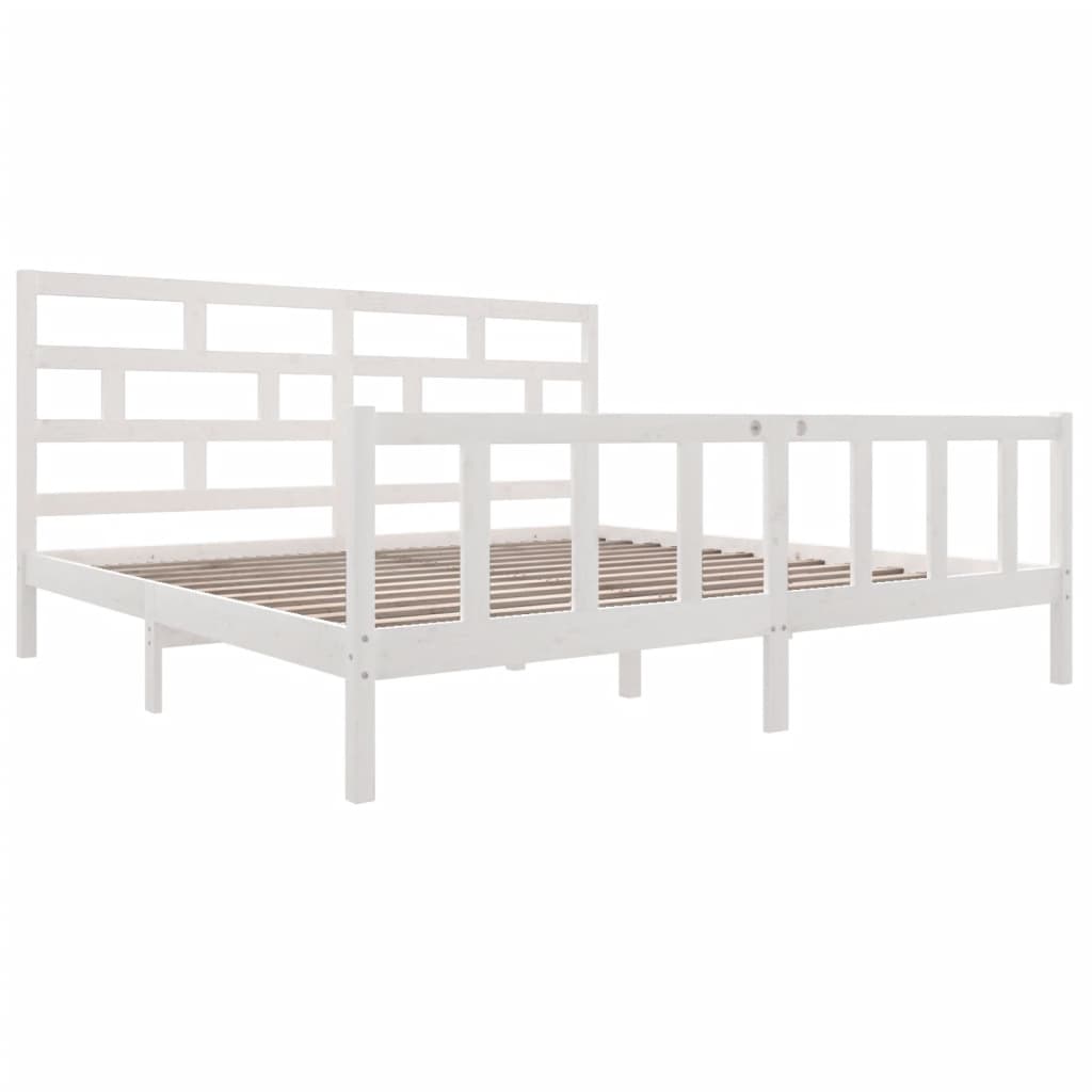 vidaXL Cadre de lit Blanc Bois de pin massif 180x200 cm Super King