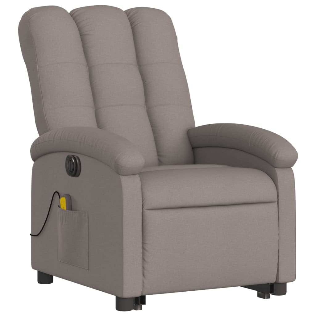 vidaXL Fauteuil inclinable de massage électrique Taupe Tissu