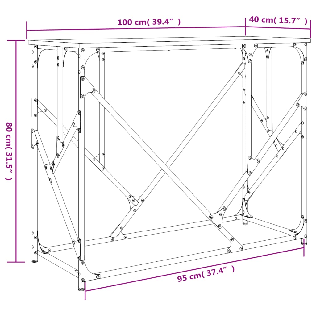 vidaXL Table console noir 100x40x80 cm bois d'ingénierie