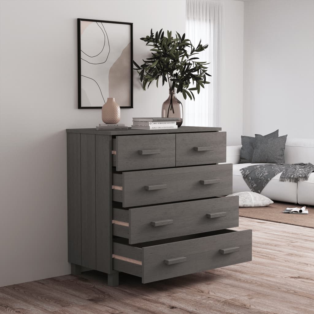 vidaXL Buffet HAMAR Gris clair 79x40x80 cm Bois massif de pin