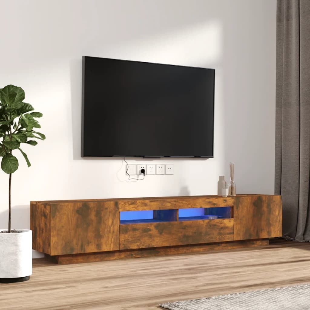 vidaXL Ensemble de meubles TV avec lumières LED 2 pcs Chêne fumé