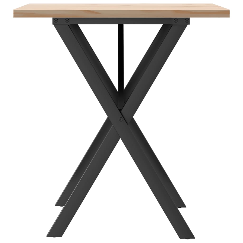 vidaXL Table à manger cadre en X 70x70x75,5cm bois de pin massif fonte