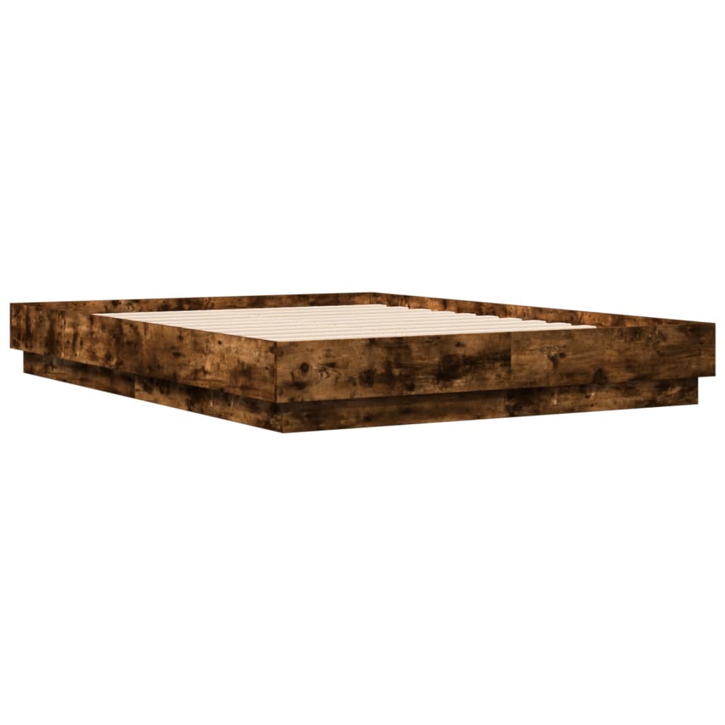 vidaXL Cadre de lit chêne fumé 140x190 cm bois d'ingénierie