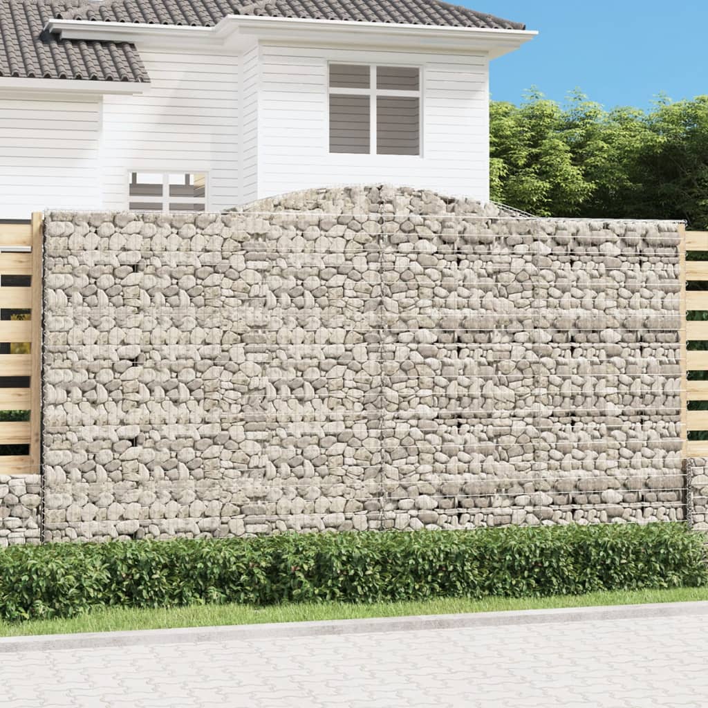 vidaXL Paniers à gabions arqués 7 pcs 400x30x220/240 cm Fer galvanisé