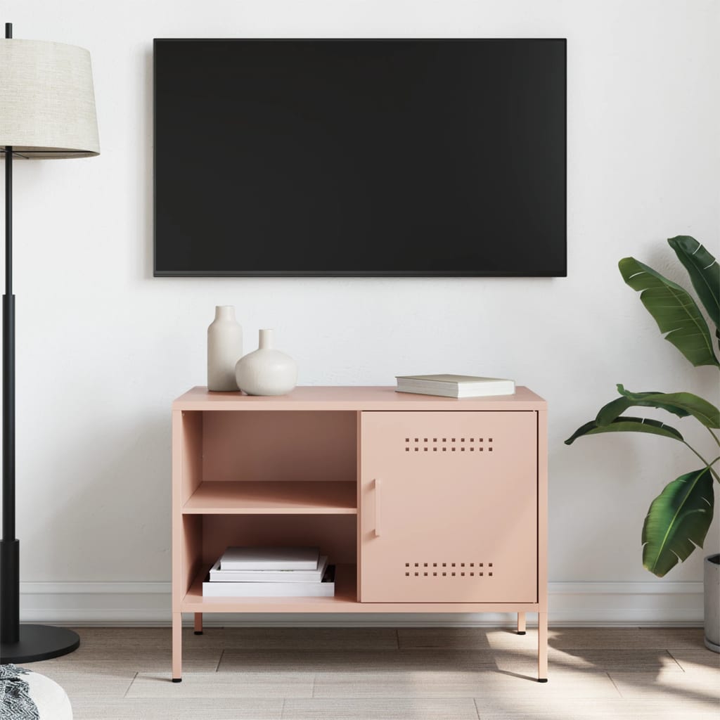 vidaXL Meuble TV rose 68x39x50,5 cm acier