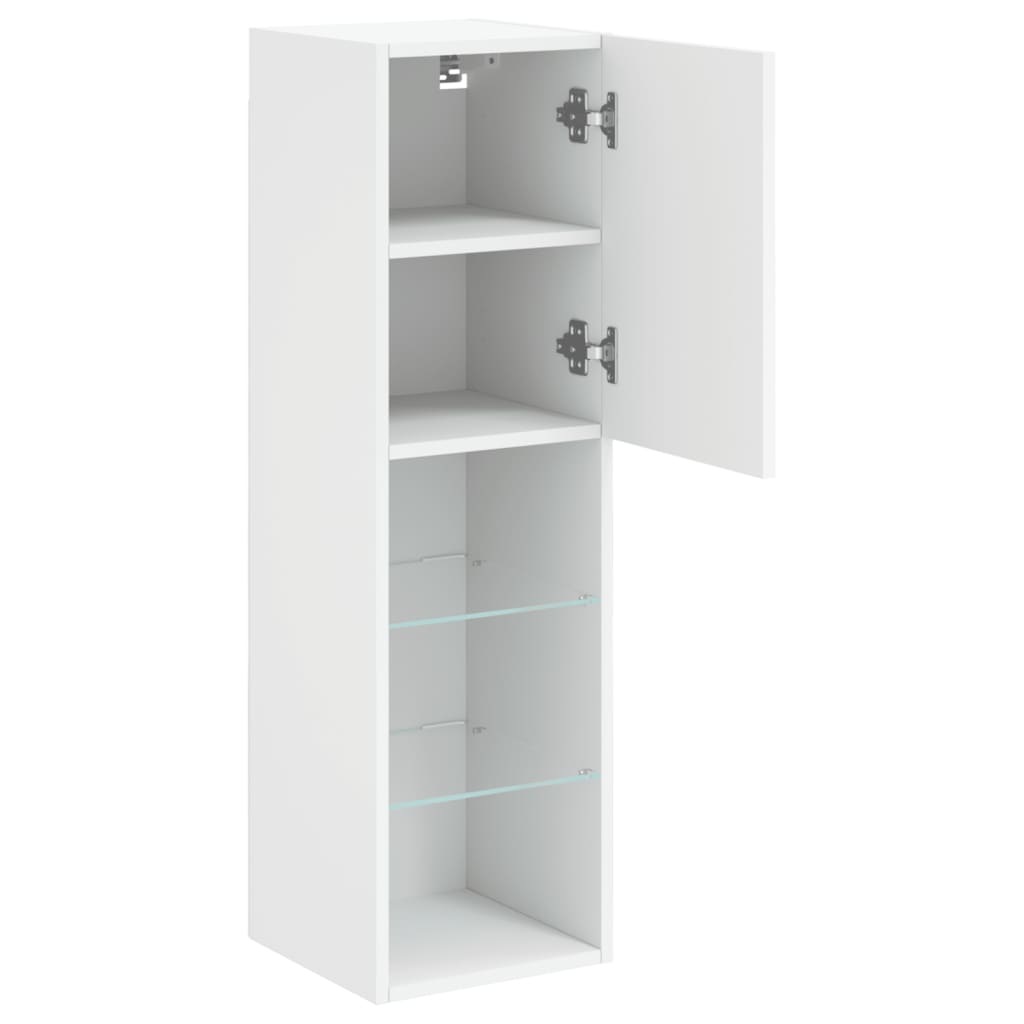 vidaXL Meubles TV avec lumières LED 2 pcs blanc 30,5x30x102 cm