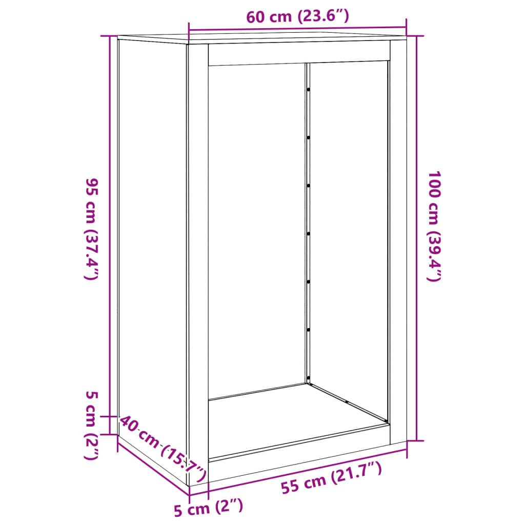 vidaXL Portant de bois de chauffage 60x40x100 cm acier corten