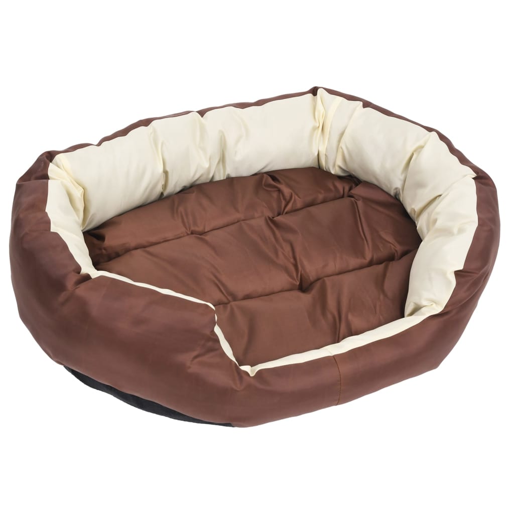 vidaXL Coussin réversible lavable de chien Marron et crème 85x70x20 cm