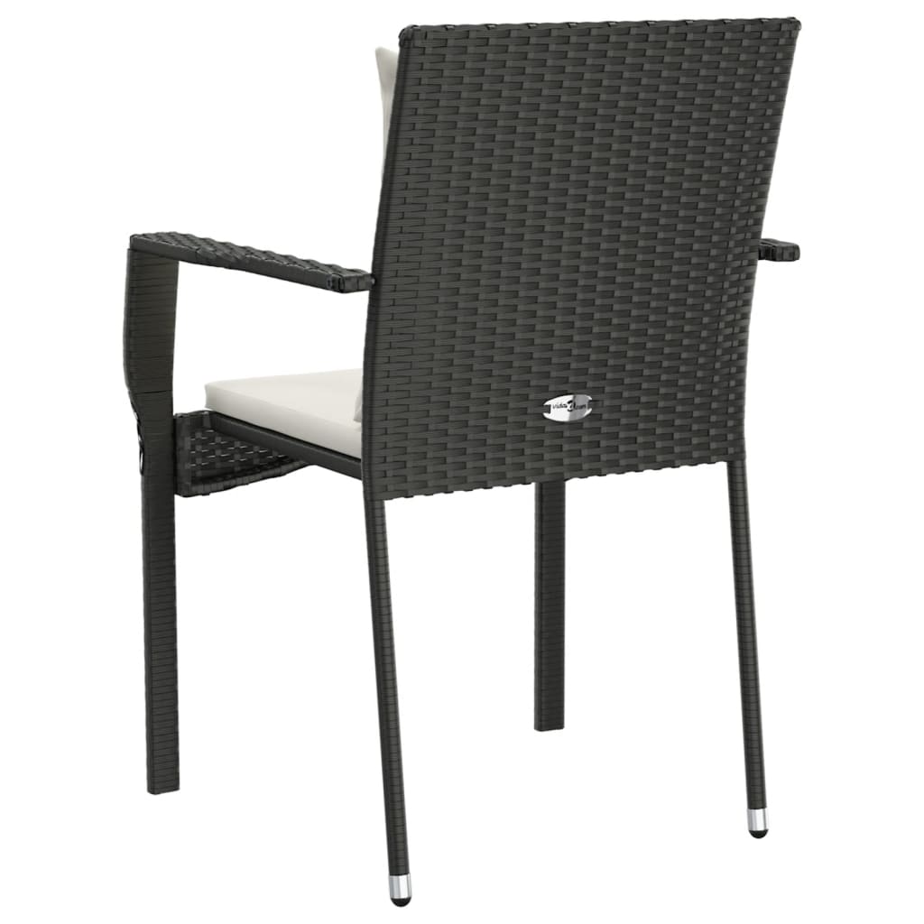 vidaXL Chaises de jardin lot de 4 avec coussins Résine tressée Noir