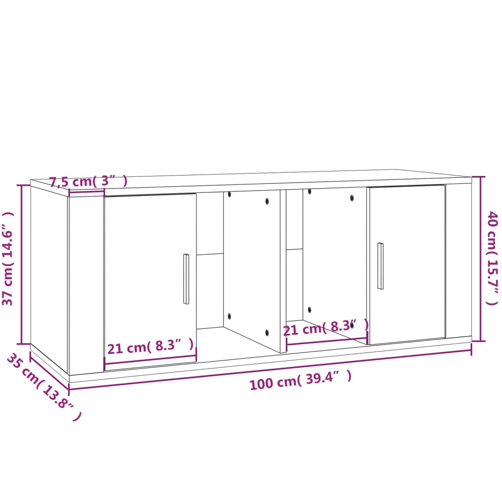 vidaXL Meuble TV Chêne sonoma 100x35x40 cm Bois d'ingénierie