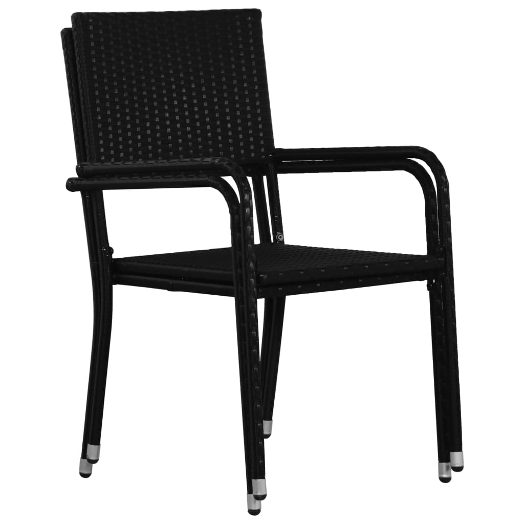 vidaXL Chaise à dîner de jardin empilable lot de 2 noir résine tressée