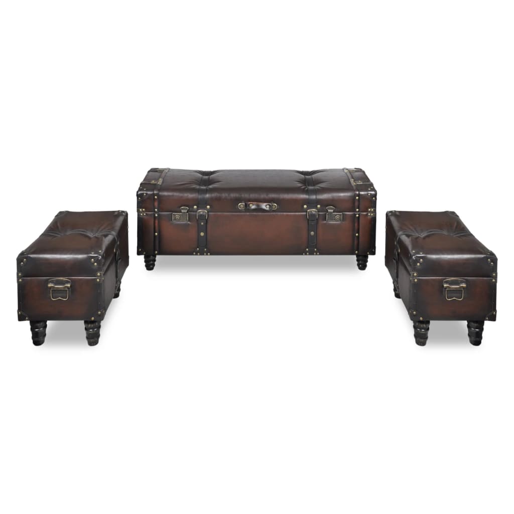 vidaXL Ensemble de bancs de rangement 3 pcs Marron