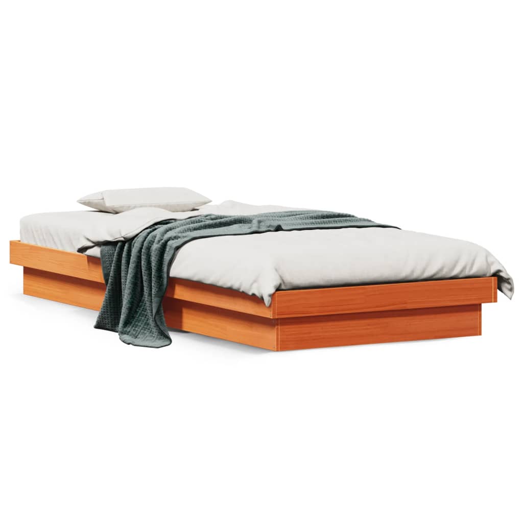 vidaXL Cadre de lit à LED sans matelas 75x190 cm bois massif