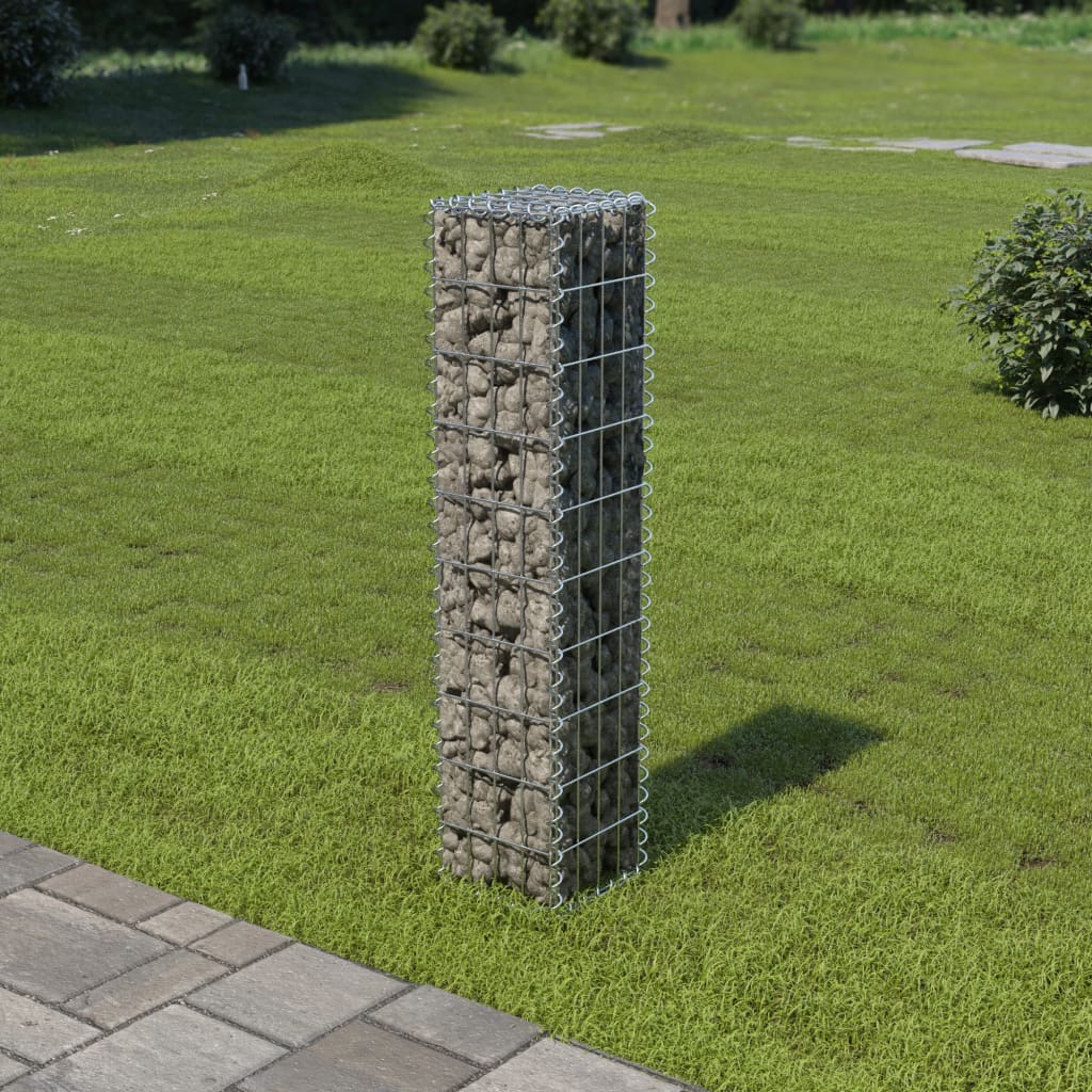 vidaXL Mur à gabion avec couvercles Acier galvanisé 20x20x100 cm