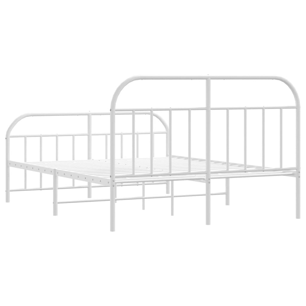 vidaXL Cadre de lit métal sans matelas et pied de lit blanc 140x190 cm