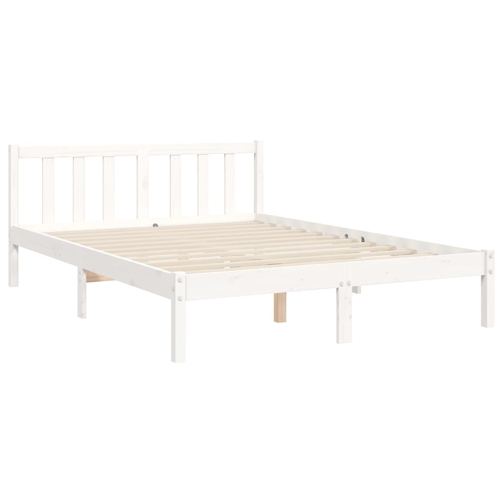 vidaXL Cadre de lit avec tête de lit blanc 140x190 cm bois massif