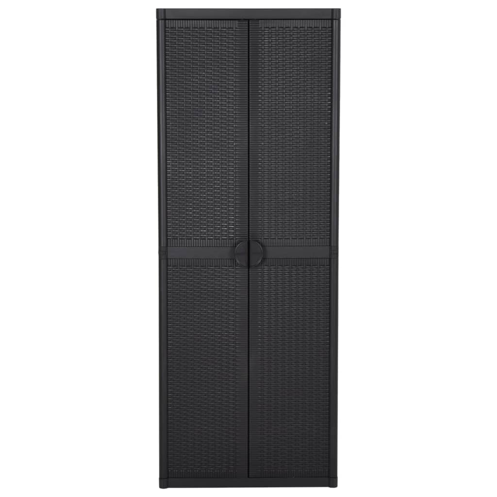 vidaXL Armoire de rangement de jardin Noir 65x45x172 cm PP Rotin