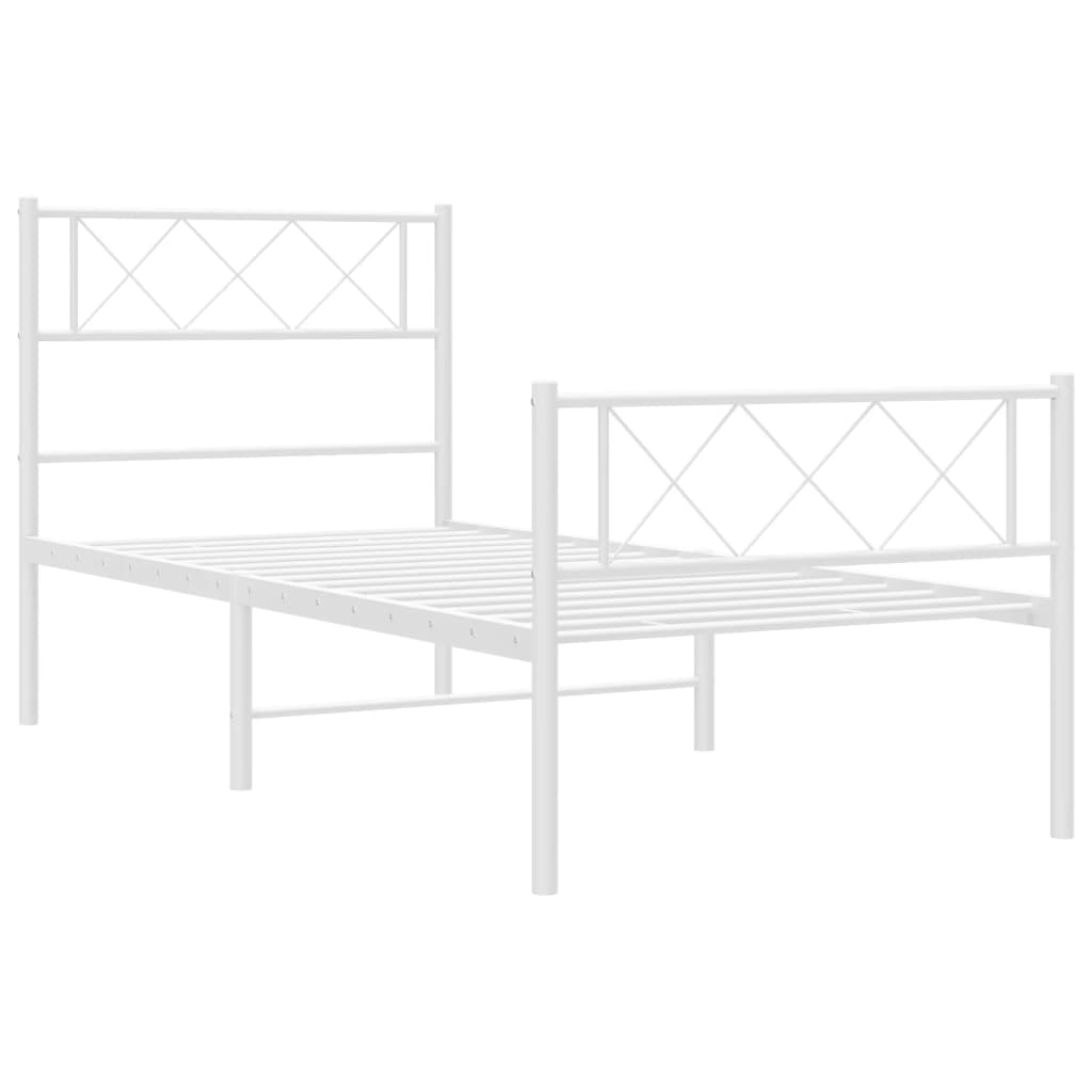 vidaXL Cadre de lit métal sans matelas avec pied de lit blanc 80x200cm