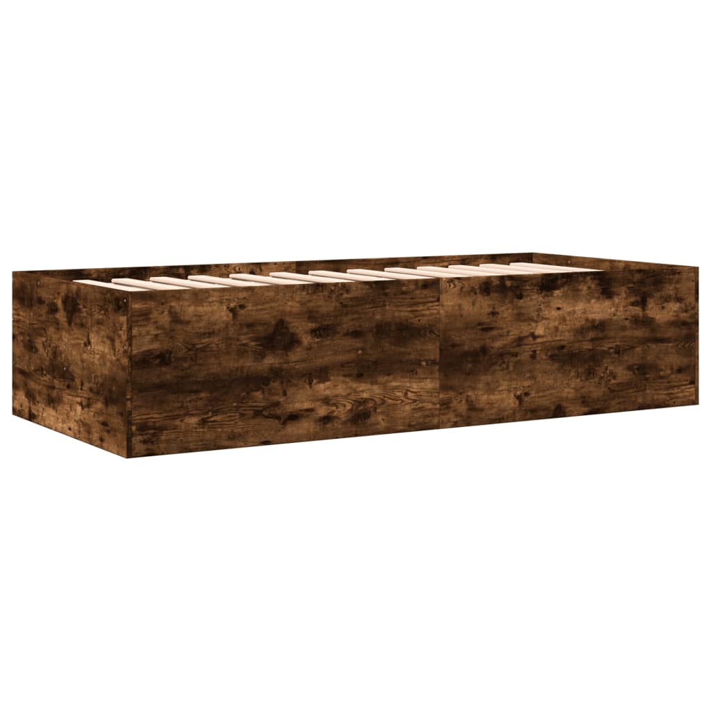 vidaXL Lit de jour avec tiroirs sans matelas chêne fumé 75x190 cm