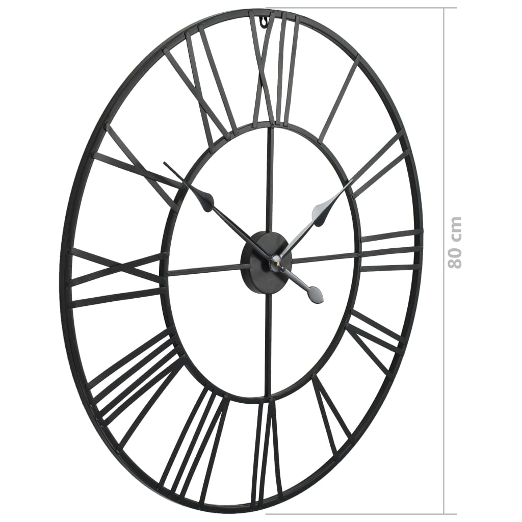 vidaXL Horloge murale vintage avec mouvement à quartz Métal 80 cm XXL