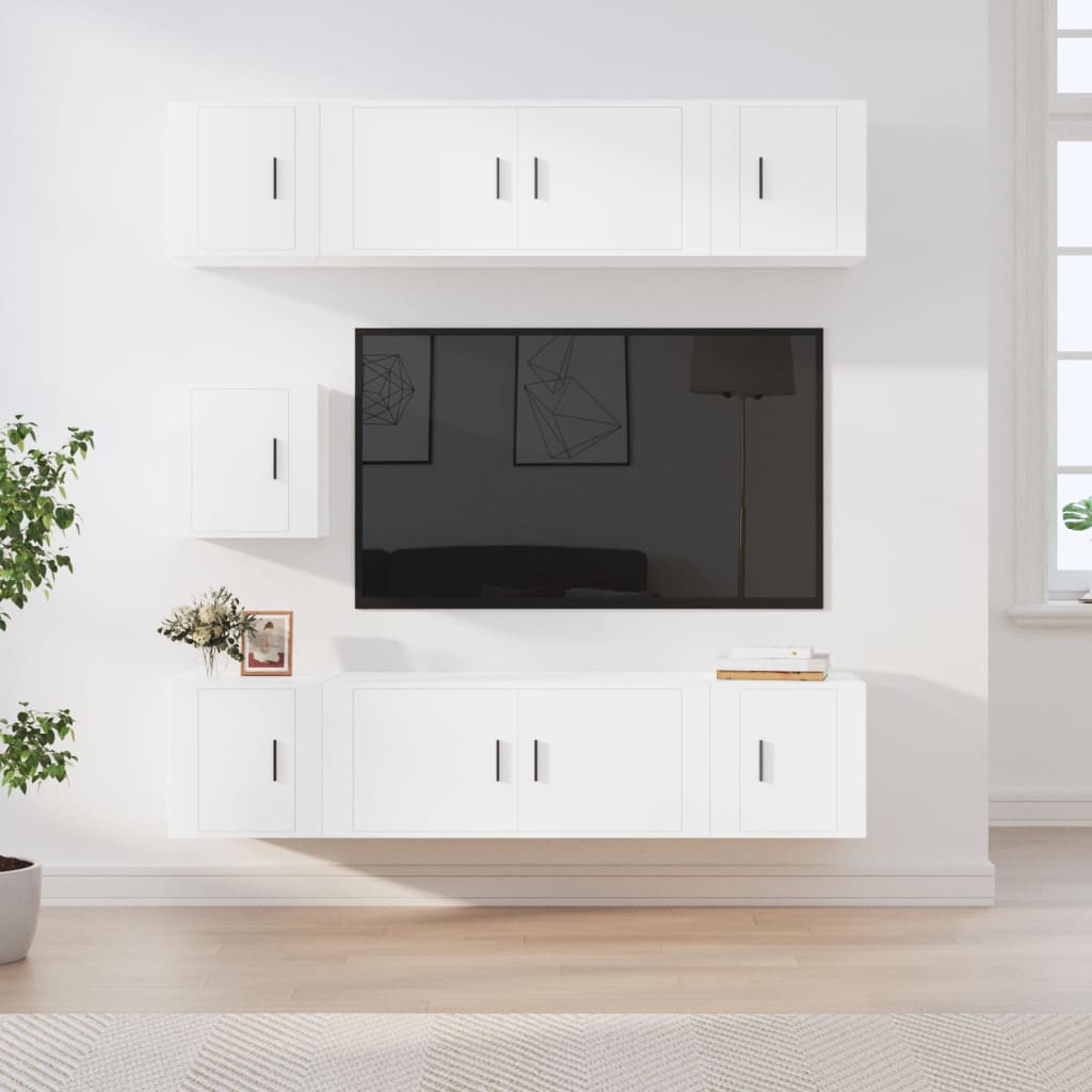 vidaXL Ensemble de meubles TV 7 pcs Blanc Bois d'ingénierie