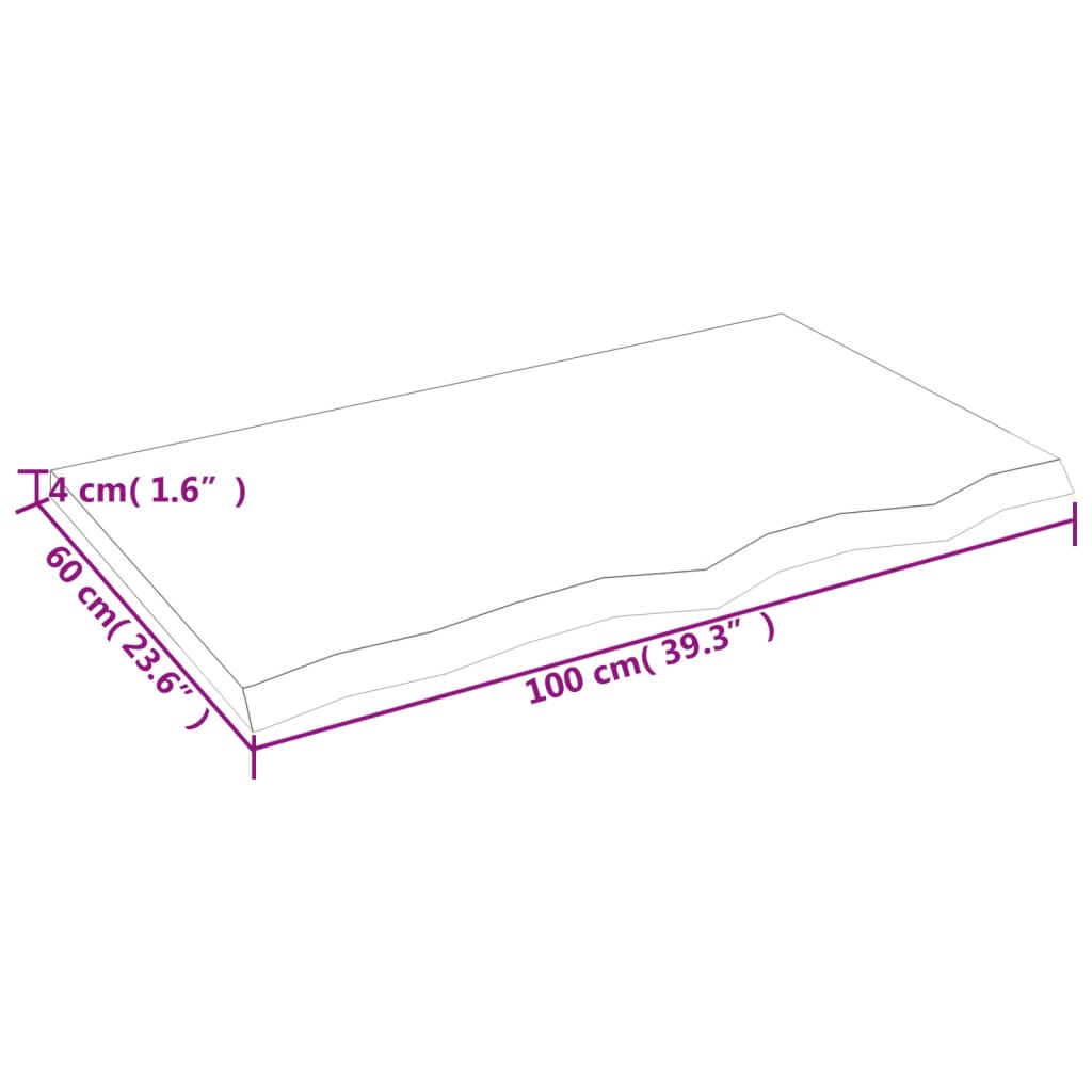 vidaXL Dessus de table 100x60x(2-4) cm bois de chêne massif non traité