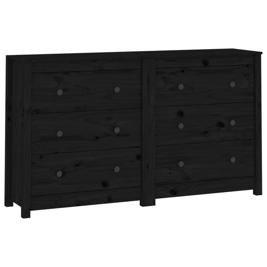 vidaXL Buffet Noir 140x35x80 cm Bois massif de pin