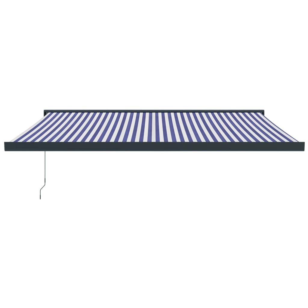 vidaXL Auvent rétractable bleu et blanc 4,5x3 m tissu et aluminium