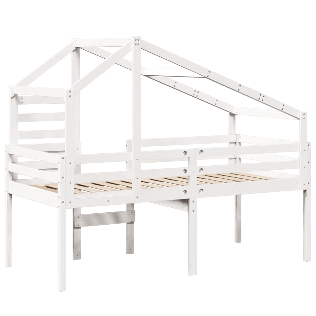 vidaXL Lit haut avec toit blanc 75x190 cm bois de pin massif