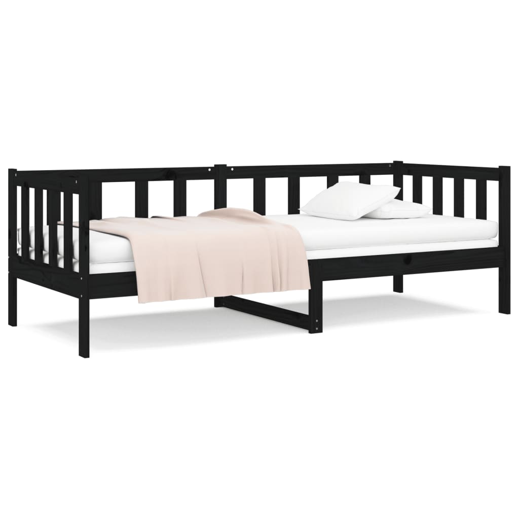 vidaXL Lit de jour sans matelas noir 90x190 cm bois de pin massif