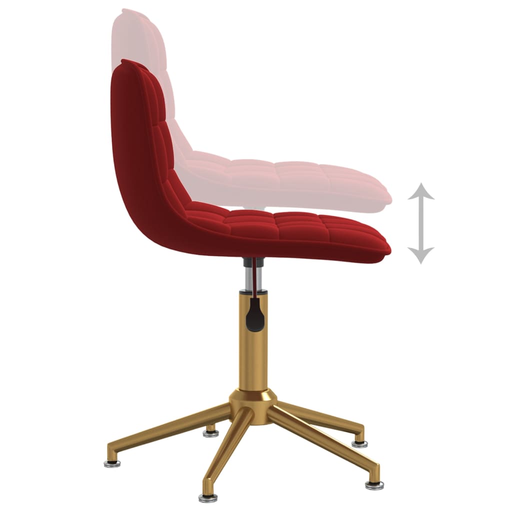 vidaXL Chaises pivotantes à manger lot de 2 Rouge bordeaux Velours