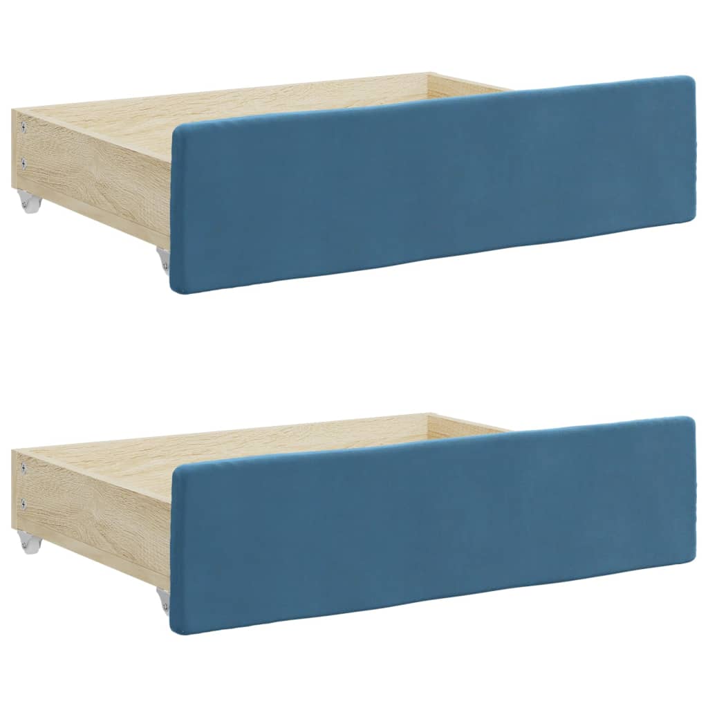 vidaXL Tiroirs de lit 2 pcs bleu bois d'ingénierie et tissu