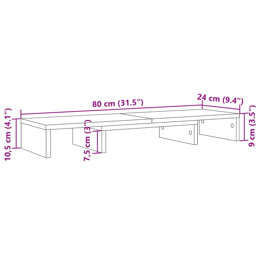 vidaXL Support de moniteur élévateur réglable chêne marron