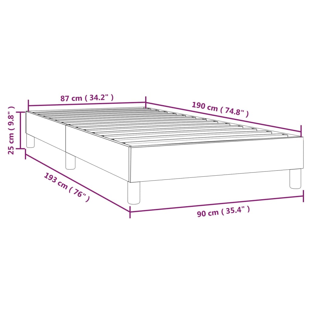 vidaXL Cadre de lit Gris 90x190 cm Similicuir