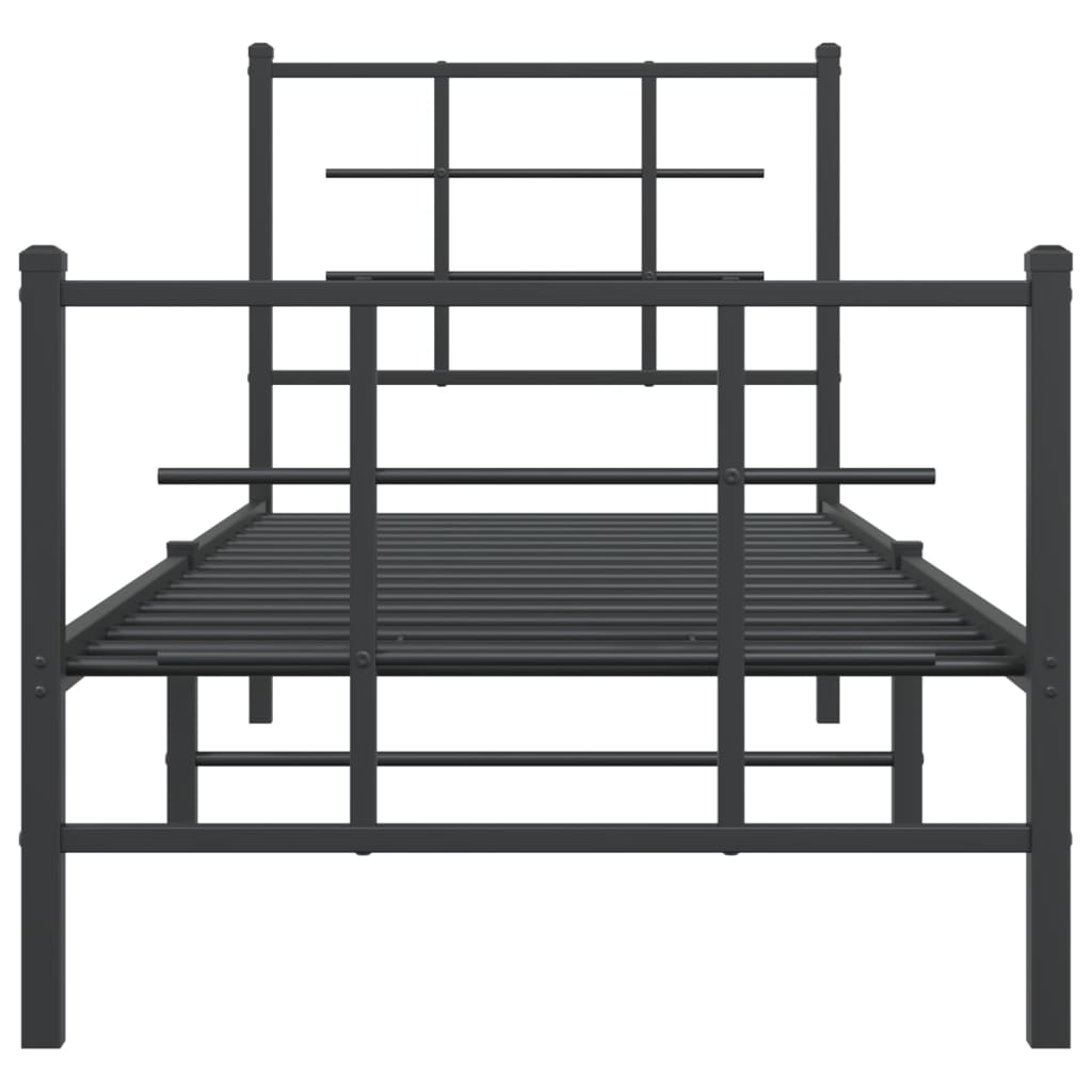 vidaXL Cadre de lit métal sans matelas avec pied de lit noir 75x190 cm