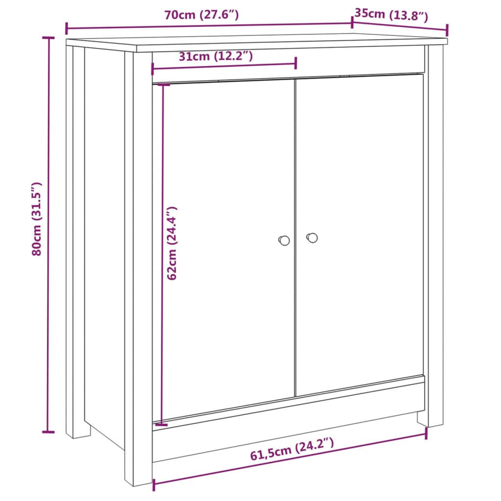 vidaXL Buffet 70x35x80 cm Bois massif de pin